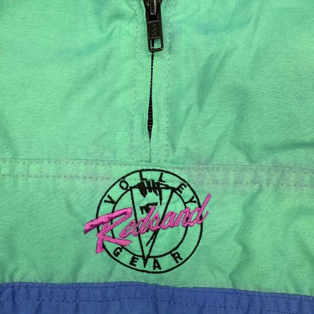 Vintage 90s Redsand Volley Gear Windbreaker Jacket S Blue Purple Green 1/4 Zip - Picture 5 of 8